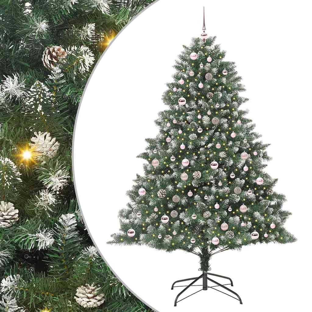 Kunstig juletre med 300 LED grønn 210 cm PVC og plast og stål vidaXL