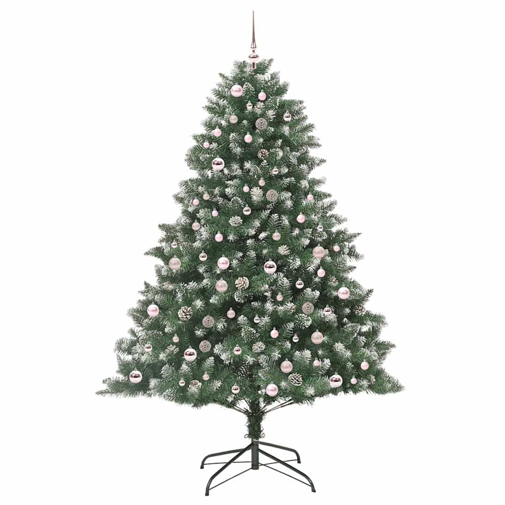 Kunstig juletre med 300 LED grønn 210 cm PVC og plast og stål vidaXL