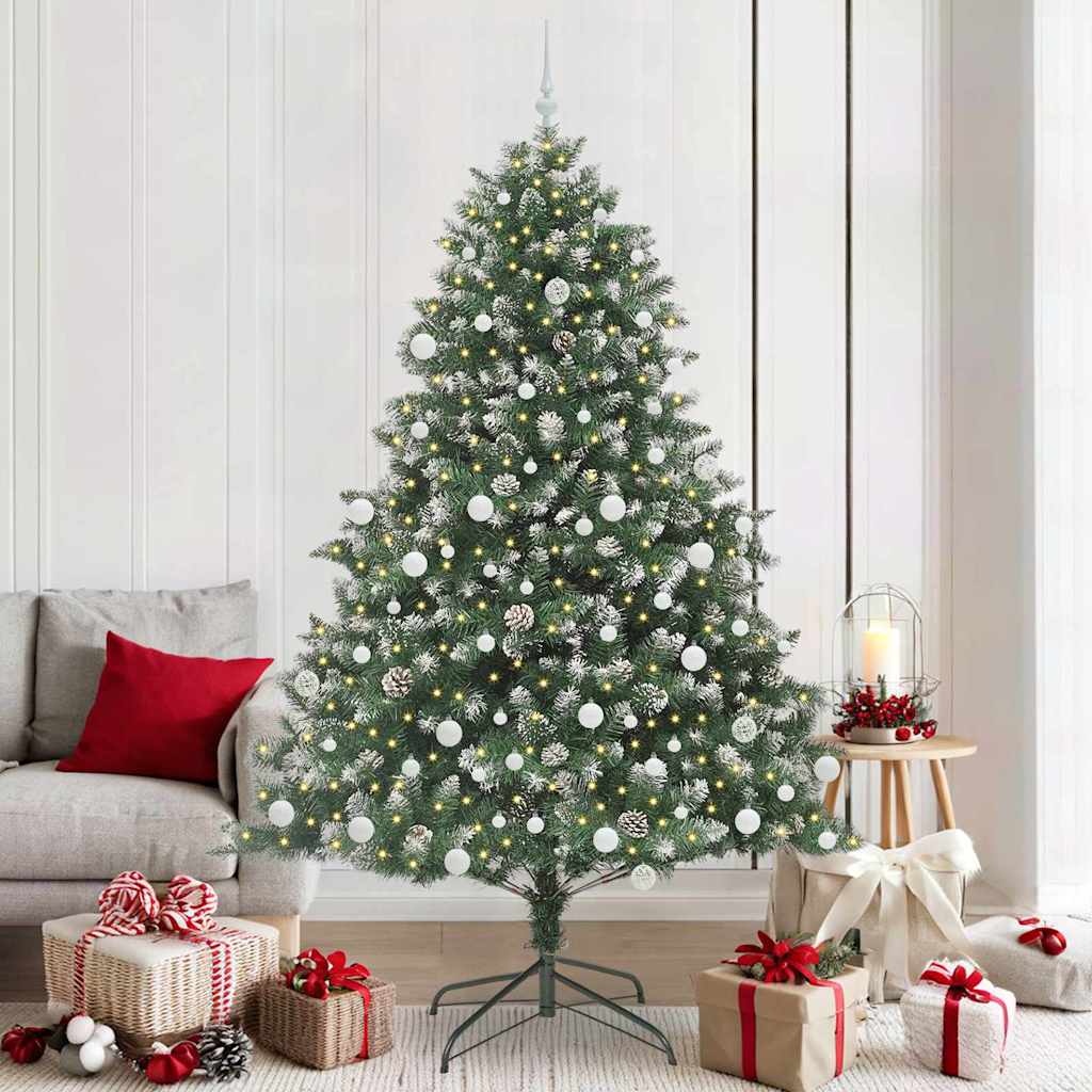 Kunstig juletre med 300 LED grønn 210 cm PVC og plast og stål vidaXL