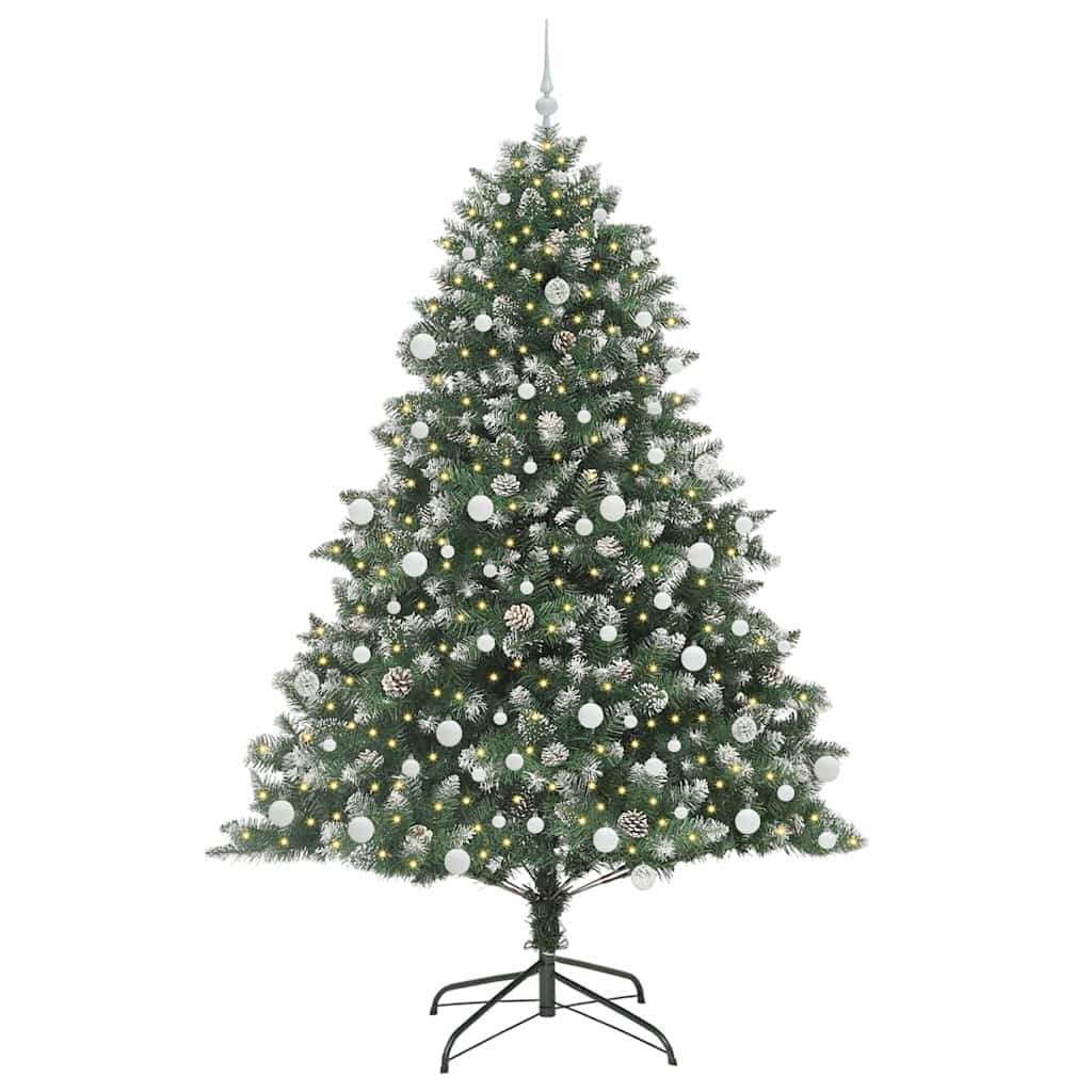 Kunstig juletre med 300 LED grønn 210 cm PVC og plast og stål vidaXL