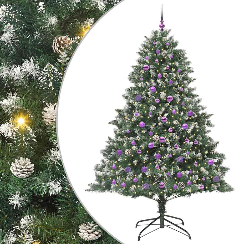 Kunstig juletre med 300 LED grønn 210 cm PVC og plast og stål vidaXL