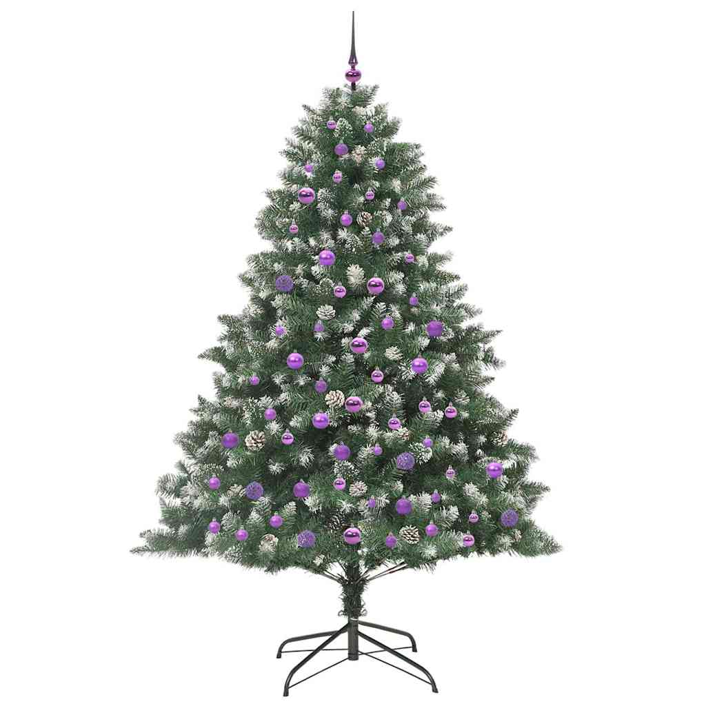 Kunstig juletre med 300 LED grønn 210 cm PVC og plast og stål vidaXL
