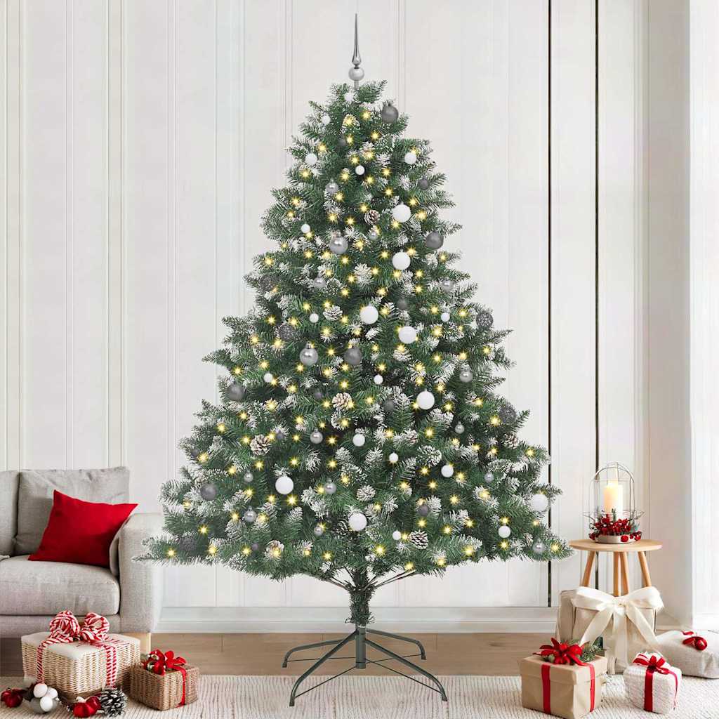 Kunstig juletre med 300 LED grønn 240 cm PVC og plast og stål