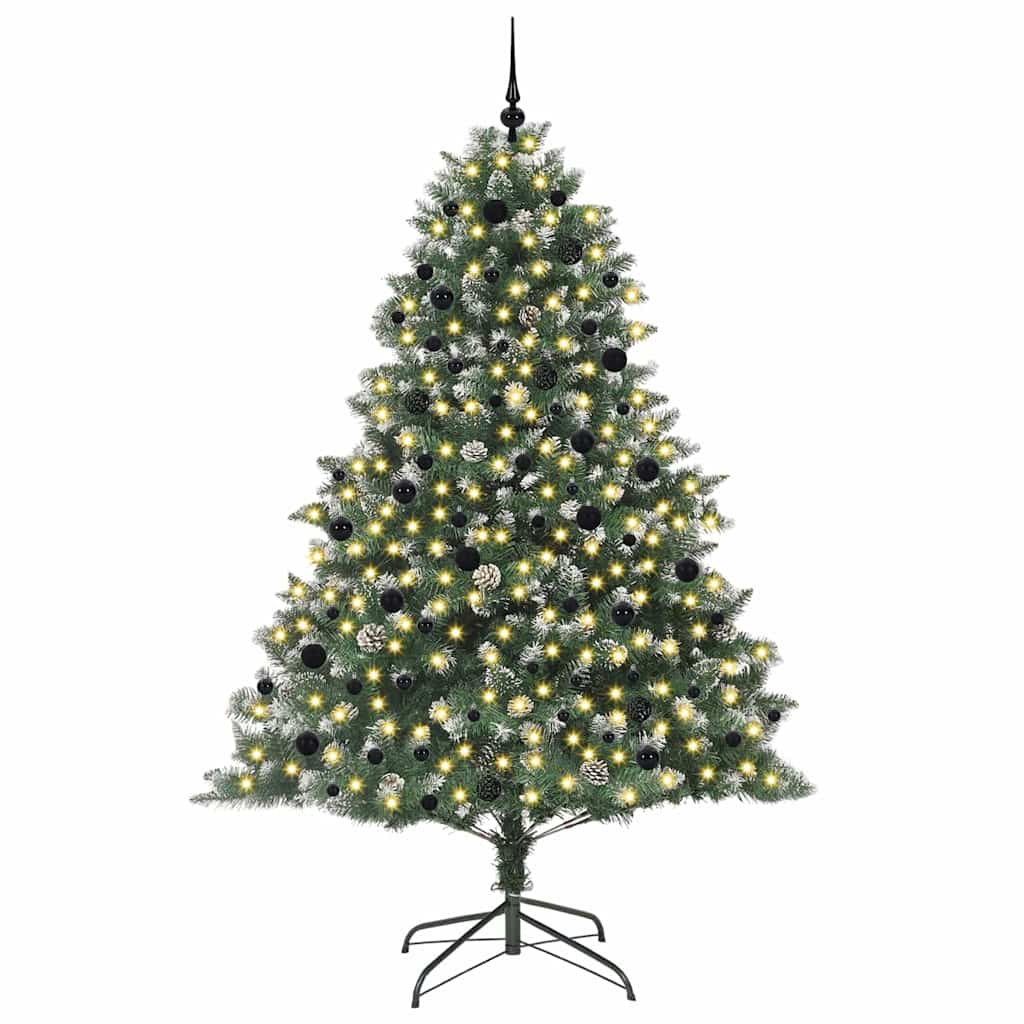 Kunstig juletre med 300 LED grønn 240 cm PVC og plast og stål vidaXL