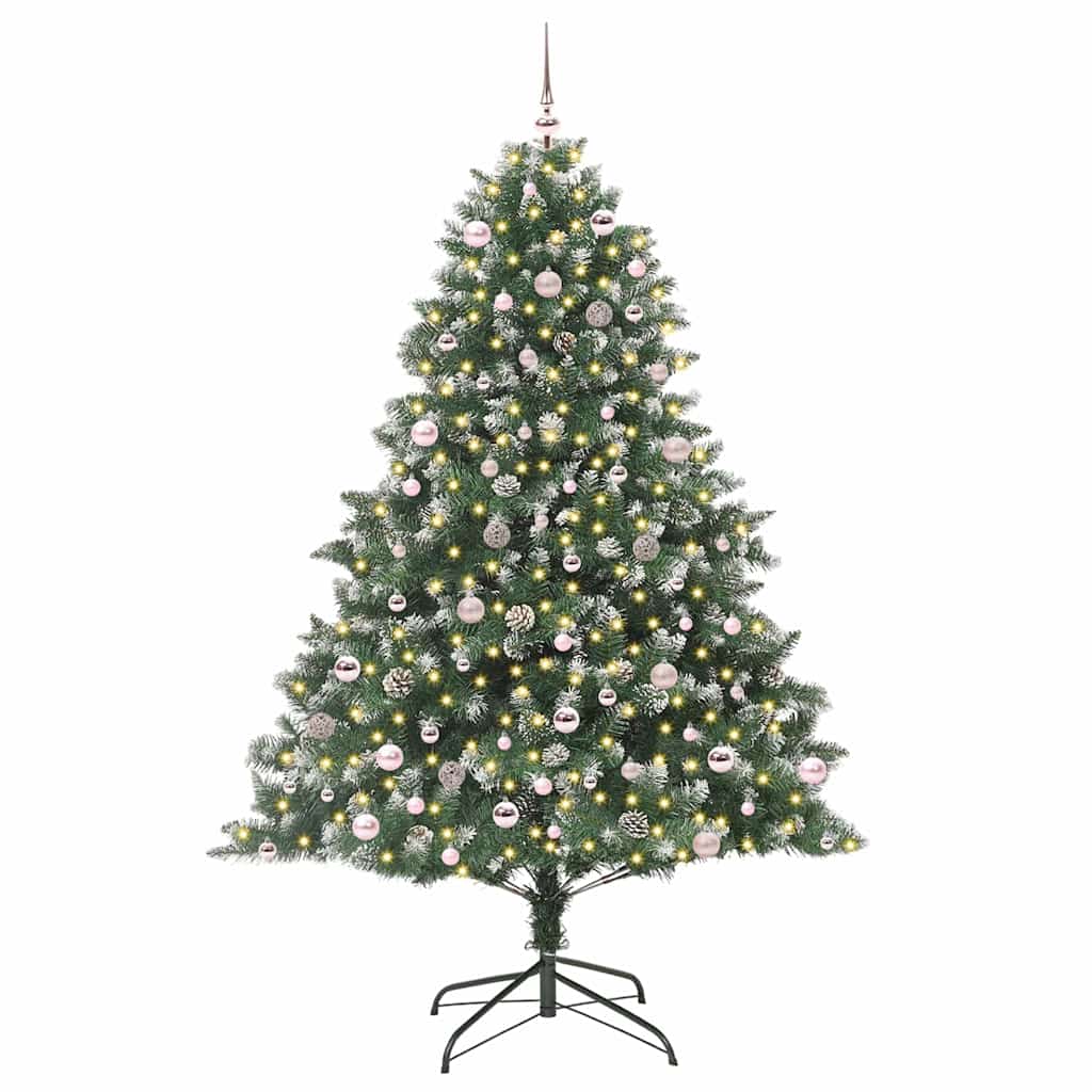 Kunstig juletre med 300 LED grønn 240 cm PVC og plast og stål vidaXL