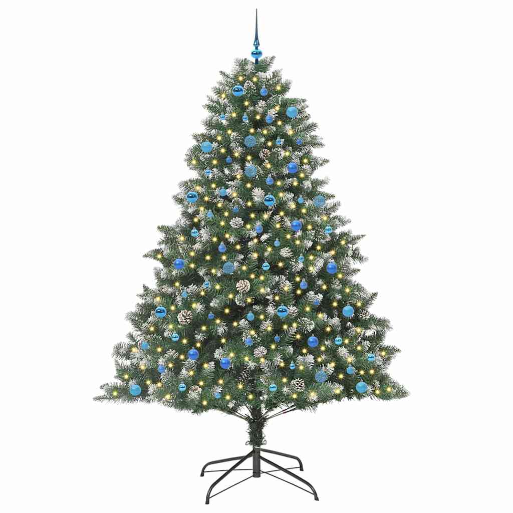 Kunstig juletre med 300 LED grønn 240 cm PVC og plast og stål vidaXL