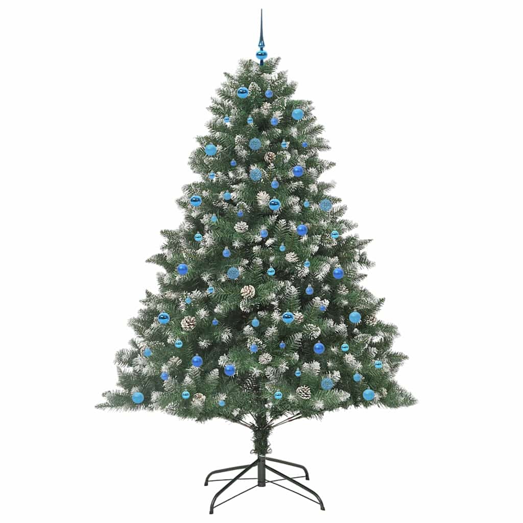 Kunstig juletre med 300 LED grønn 240 cm PVC og plast og stål vidaXL
