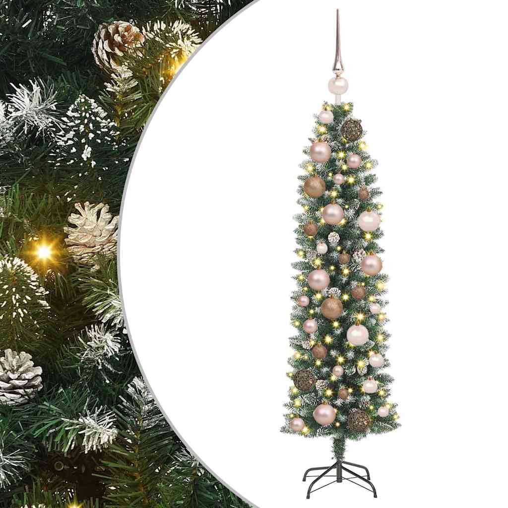 Kunstig Slankt Jule Tre med 150 LED Grønn og hvit 120 cm