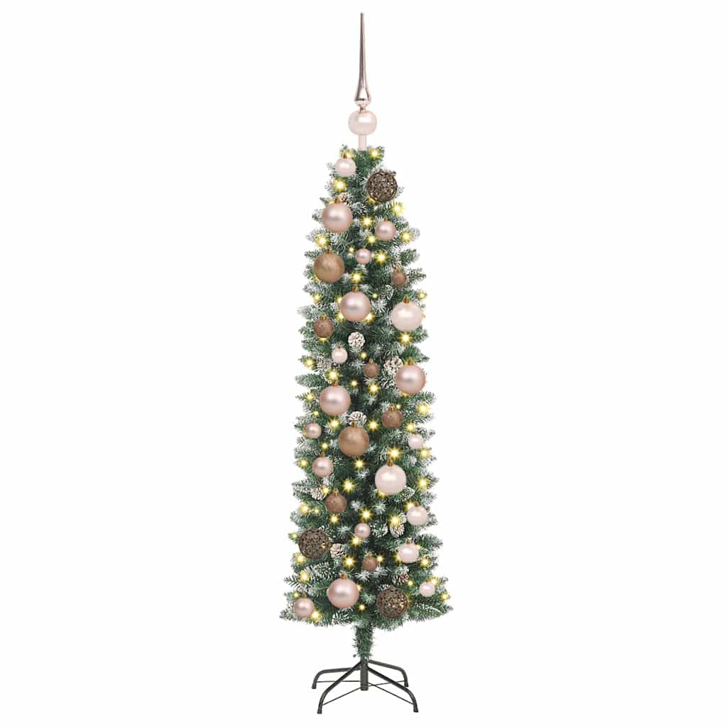 Kunstig Slankt Jule Tre med 150 LED Grønn og hvit 120 cm