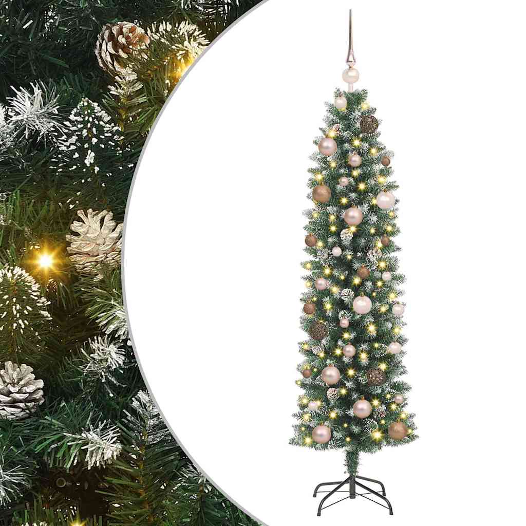 Kunstig Slankt Jule Tre med 150 LED Grønn og hvit 150 cm