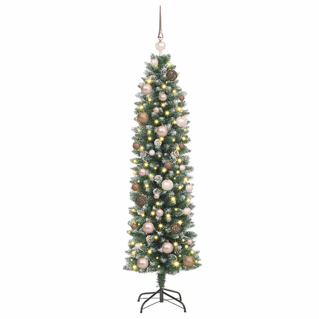 Kunstig Slankt Jule Tre med 150 LED Grønn og hvit 150 cm