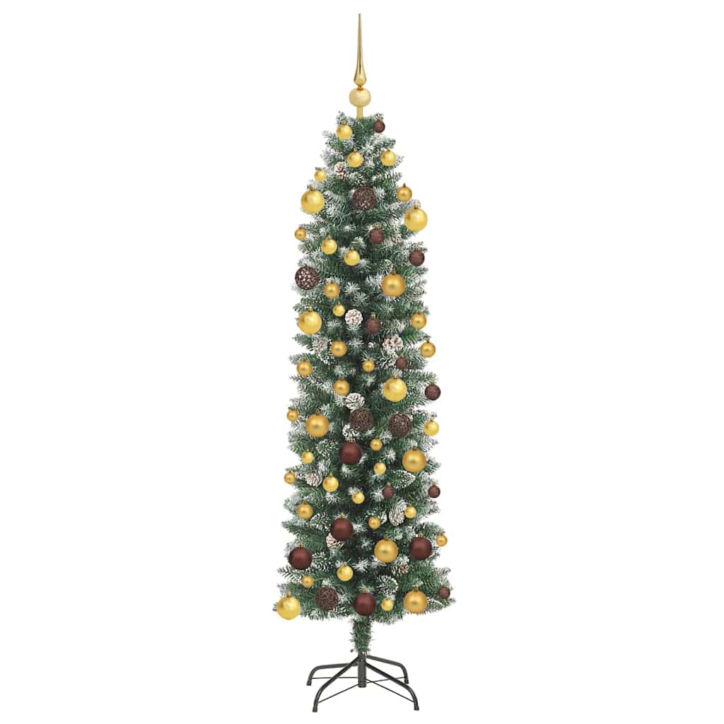 Kunstig Slankt Jule Tre med 300 LED Grønn og hvit 180 cm