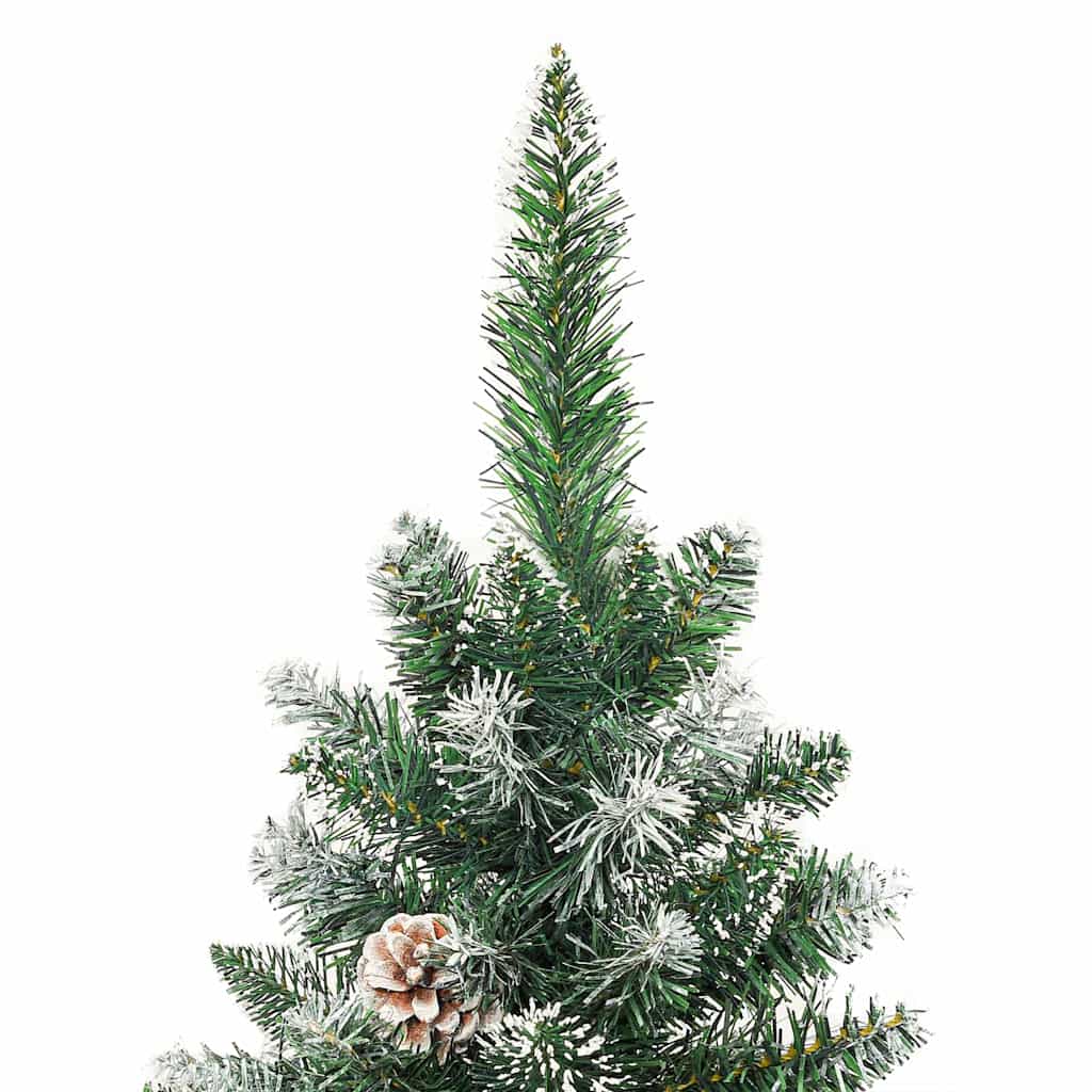 Kunstig Slankt Jule Tre med 300 LED Grønn og hvit 180 cm vidaXL
