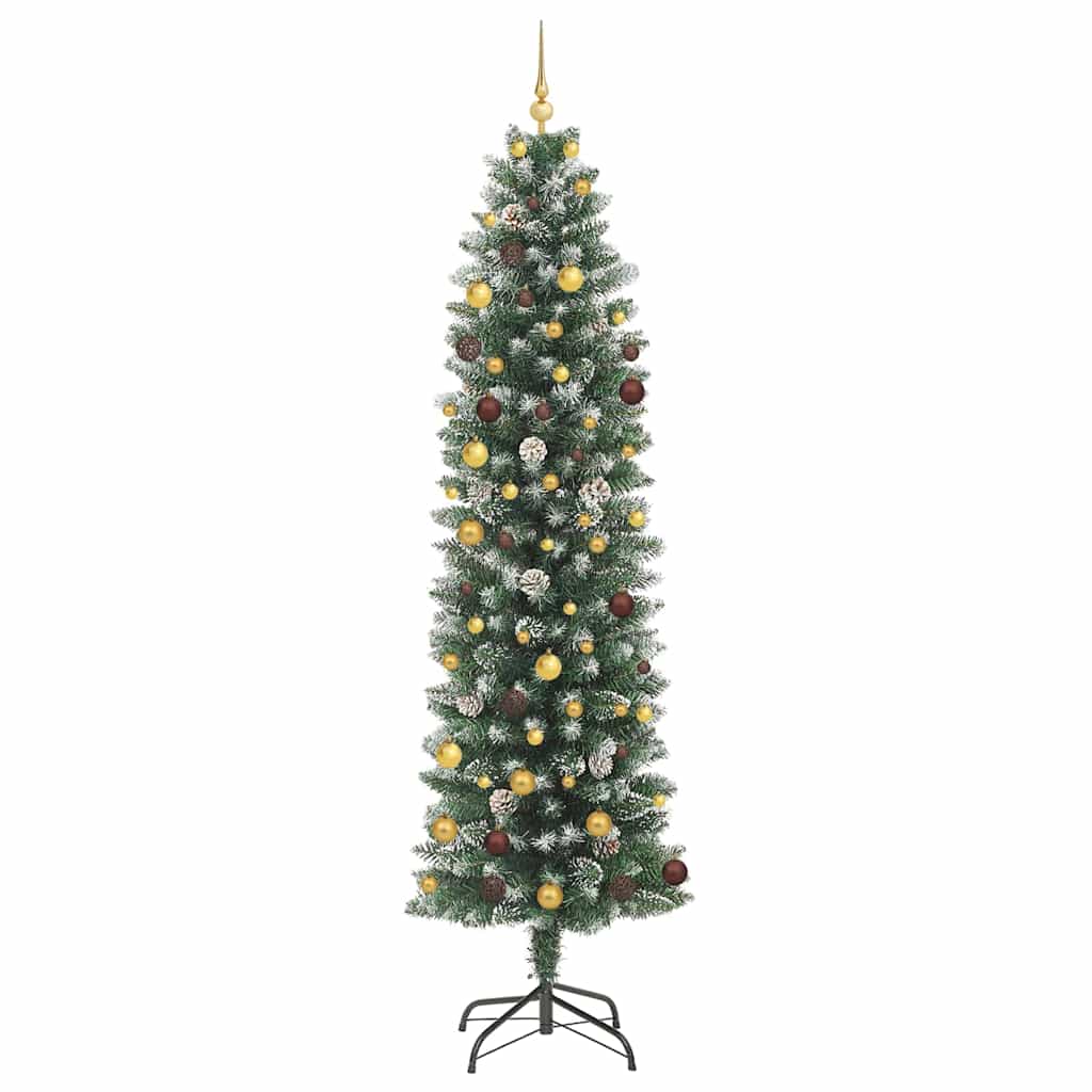 Kunstig Slankt Jule Tre med 300 LED Grønn og hvit 240 cm