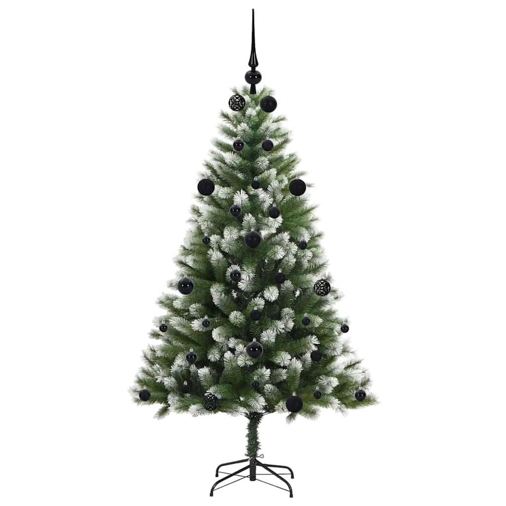 Kunstig leddet juletre med flocket snø Grønn og hvit 150 cm