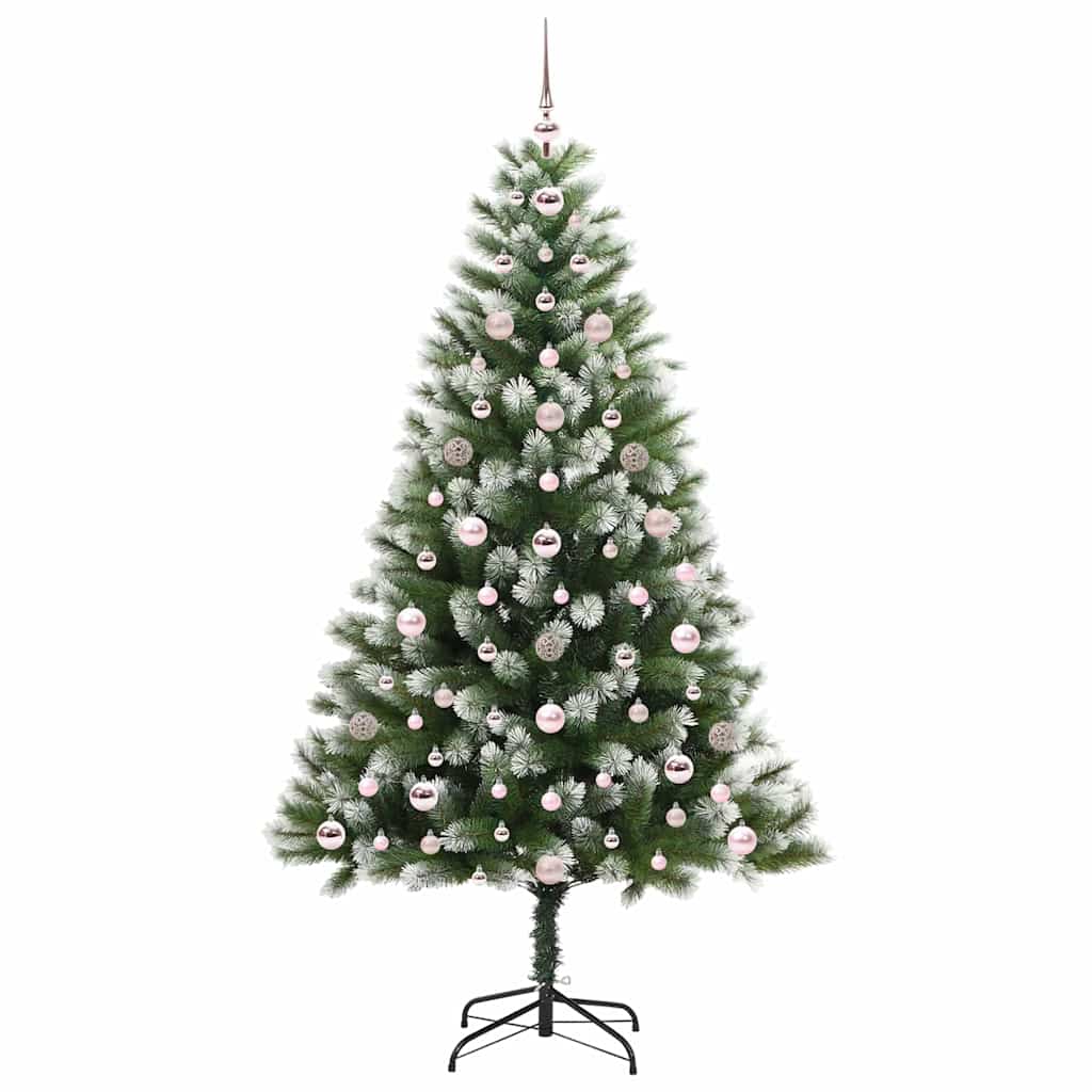 Kunstig leddet juletre med flocket snø Grønn og hvit 180 cm