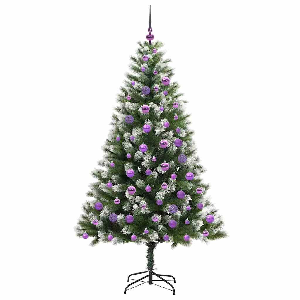 Kunstig leddet juletre med flocket snø Grønn og hvit 180 cm