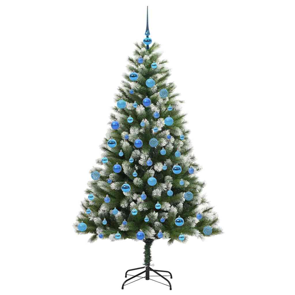 Kunstig leddet juletre med flocket snø Grønn og hvit 180 cm