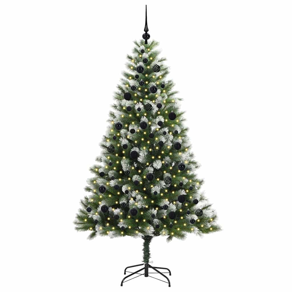 Kunstig leddet juletre med flocket snø Grønn og hvit 210 cm