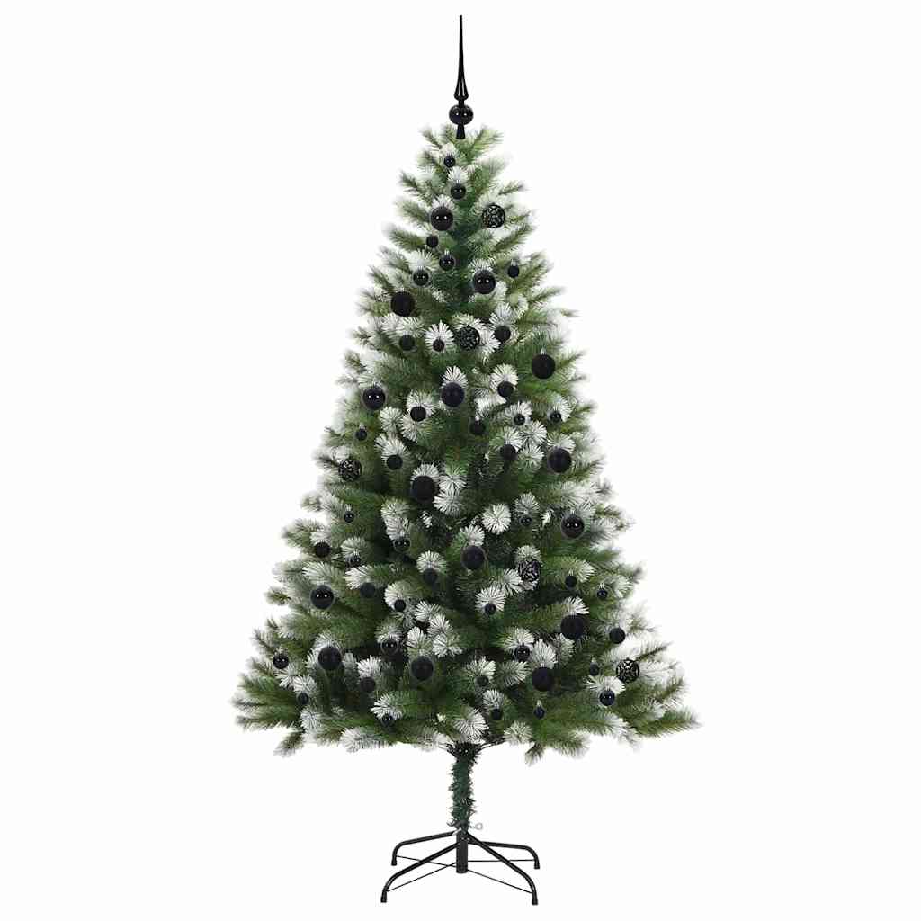 Kunstig leddet juletre med flocket snø Grønn og hvit 210 cm