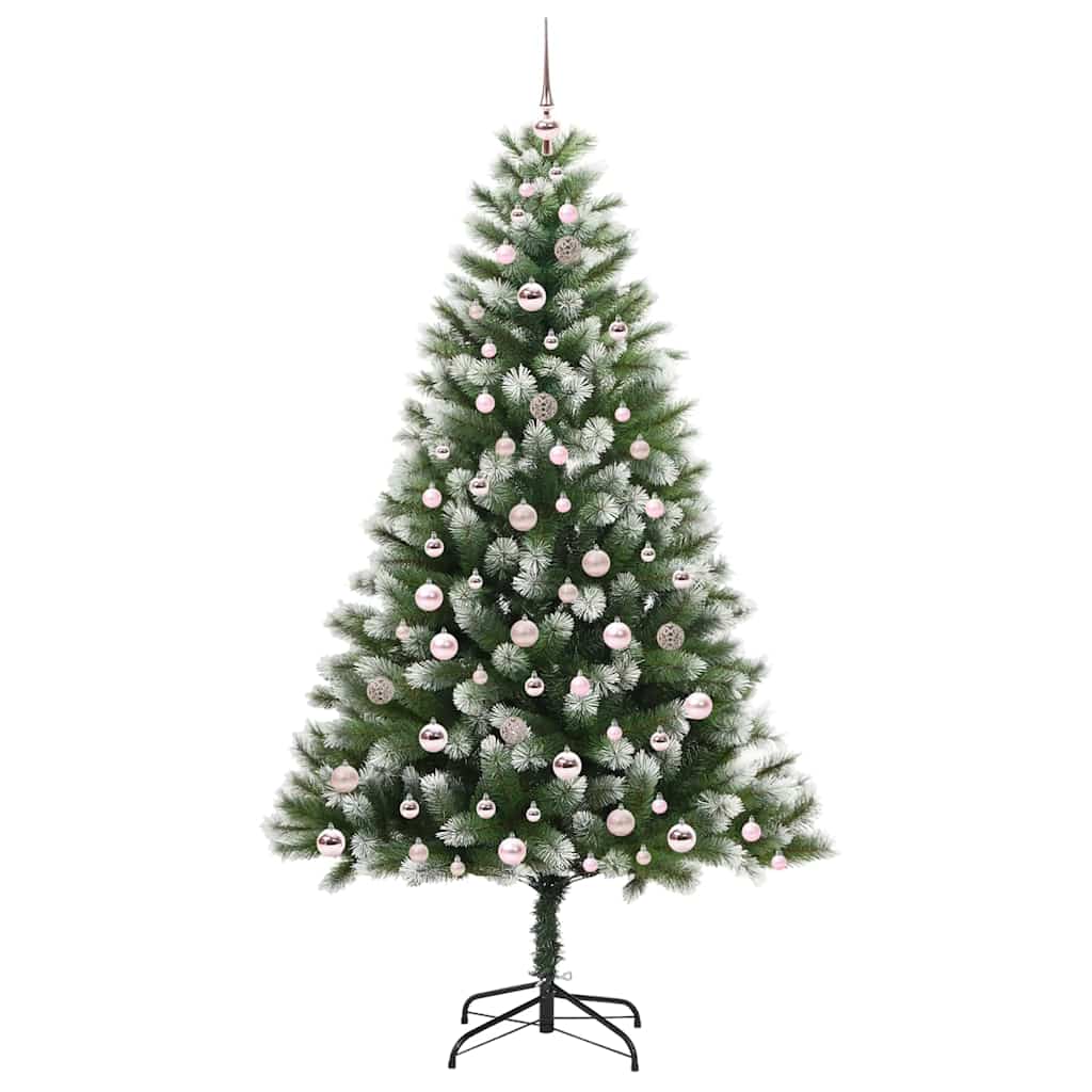 Kunstig leddet juletre med flocket snø Grønn og hvit 210 cm