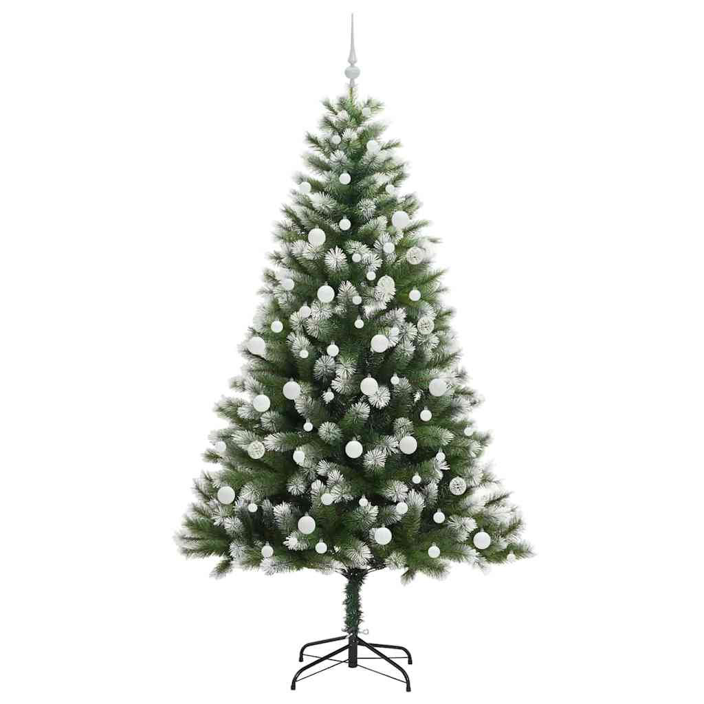 Kunstig leddet juletre med flocket snø Grønn og hvit 210 cm