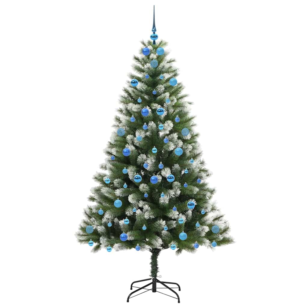 Kunstig leddet juletre med flocket snø Grønn og hvit 210 cm