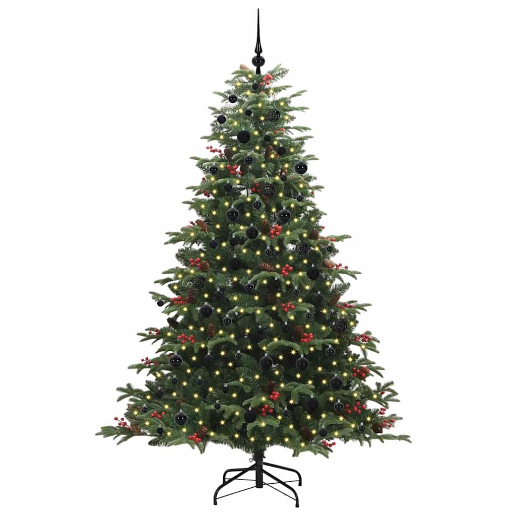Kunstig juletre med 300 LED grønn 210 cm PVC og Metall og Plast