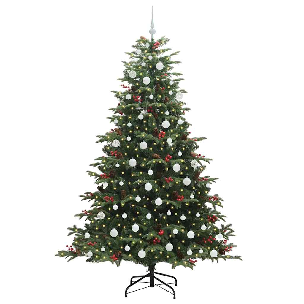 Kunstig juletre med 300 LED grønn 210 cm PVC og Metall og Plast