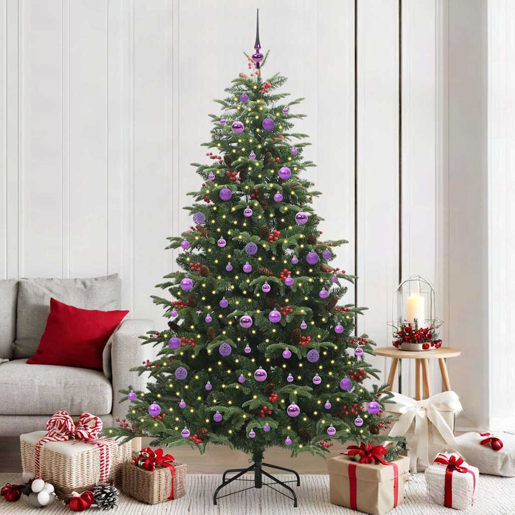 Kunstig juletre med 300 LED grønn 210 cm PVC og Metall og Plast