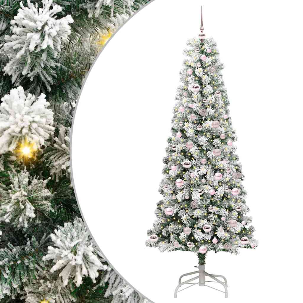 Kunstig sammensatt juletre med 300 LED Grønn og hvit 210 cm