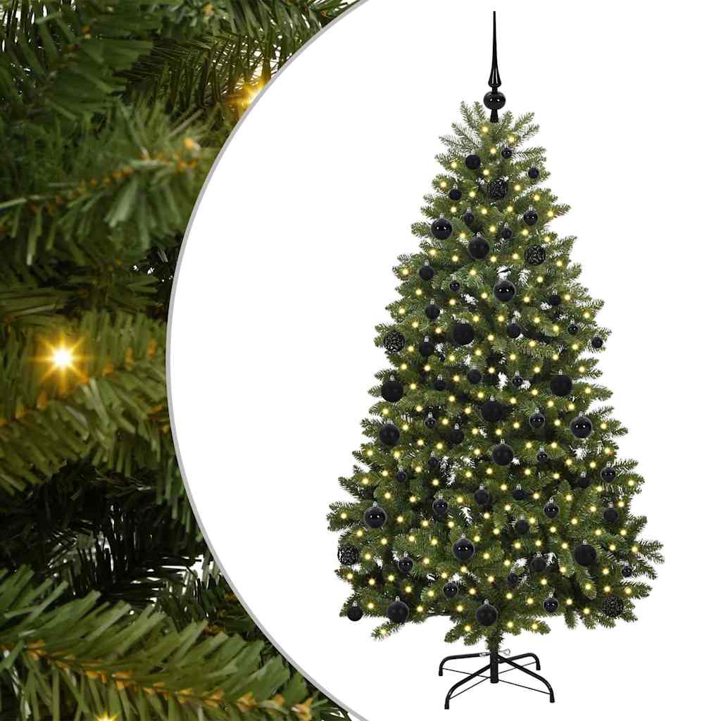 Kunstig juletre med 300 LED grønn 180 cm PVC og metall vidaXL