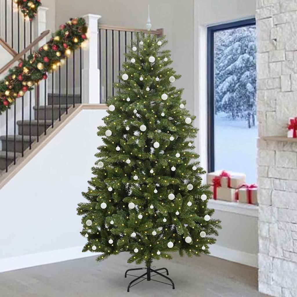 Kunstig juletre med 300 LED grønn 270 cm PVC og metall vidaXL