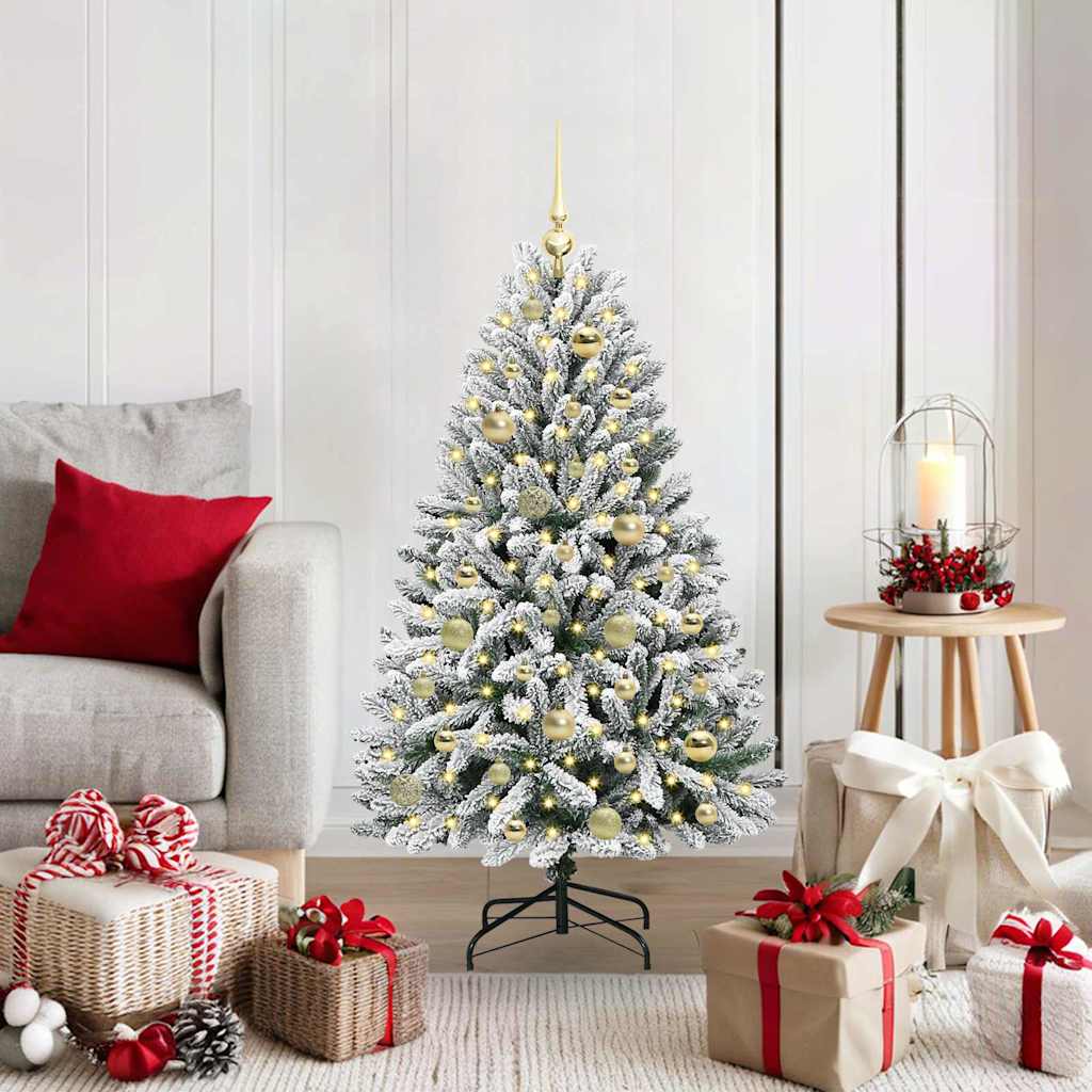 Kunstig juletre med 150 LED Grønn og hvit 120 cm PVC og metall