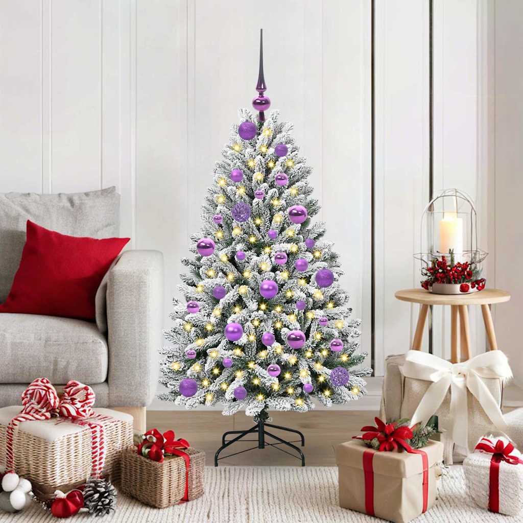 Kunstig juletre med 150 LED Grønn og hvit 120 cm PVC og metall