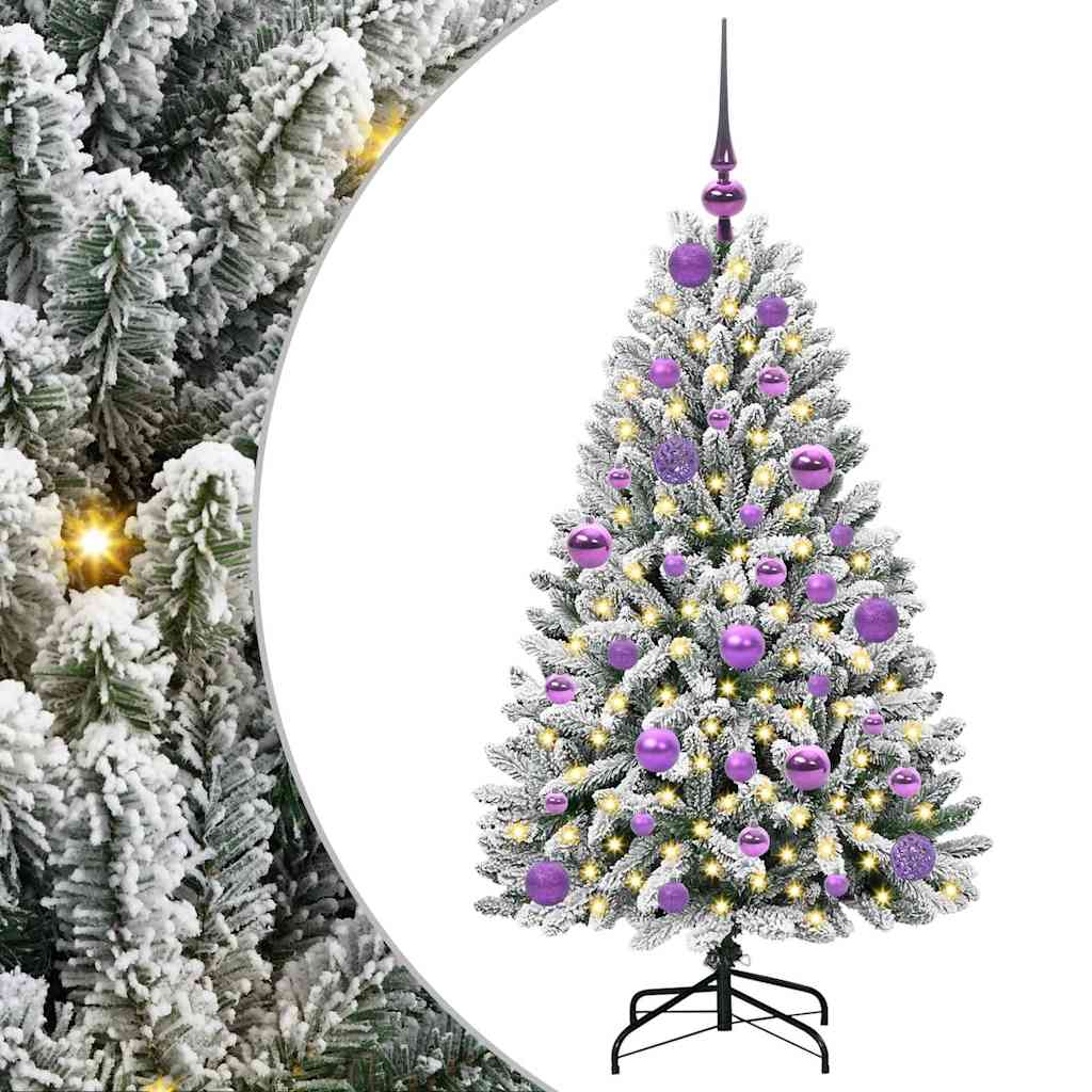 Kunstig juletre med 150 LED Grønn og hvit 120 cm PVC og metall