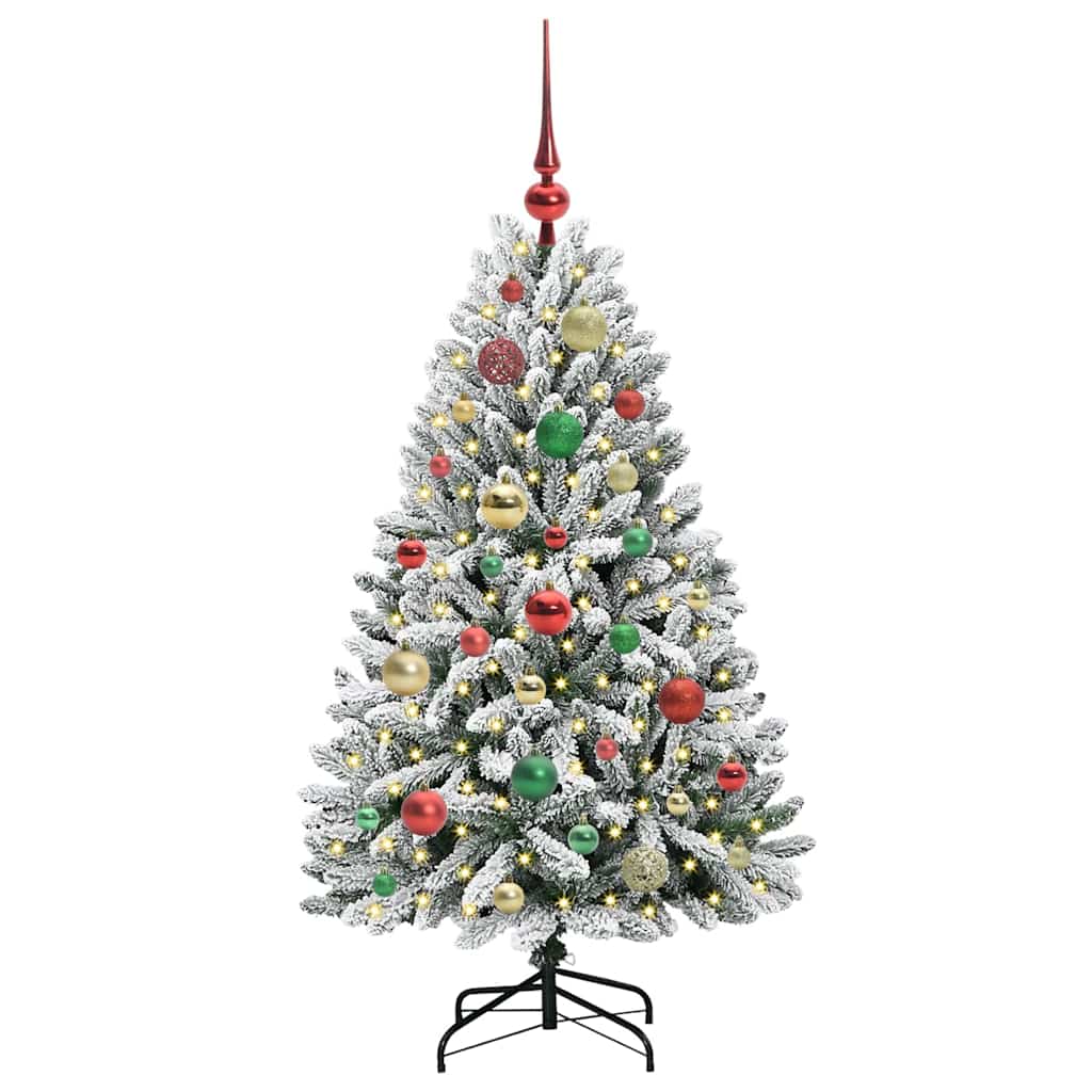 Kunstig juletre med 150 LED Grønn og hvit 120 cm PVC og metall