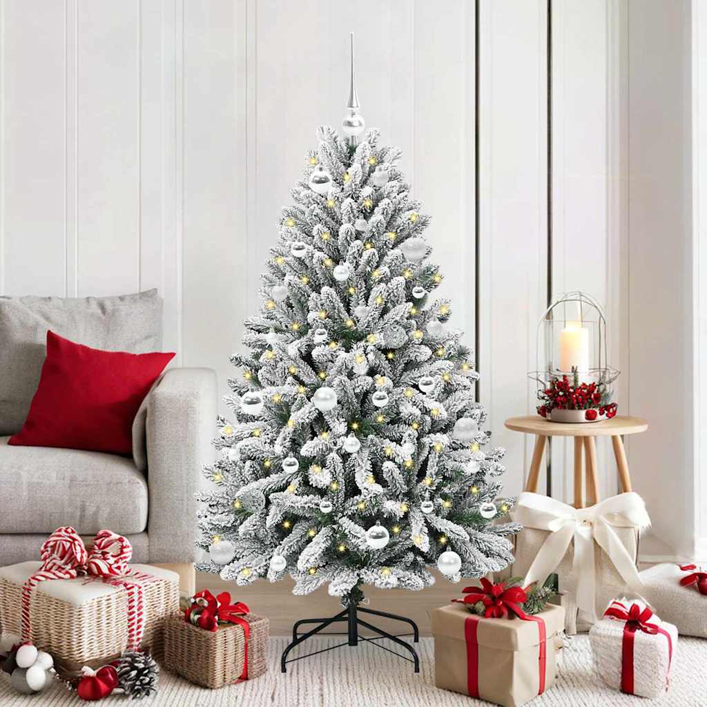 Kunstig juletre med 150 LED Grønn og hvit 150 cm PVC og metall