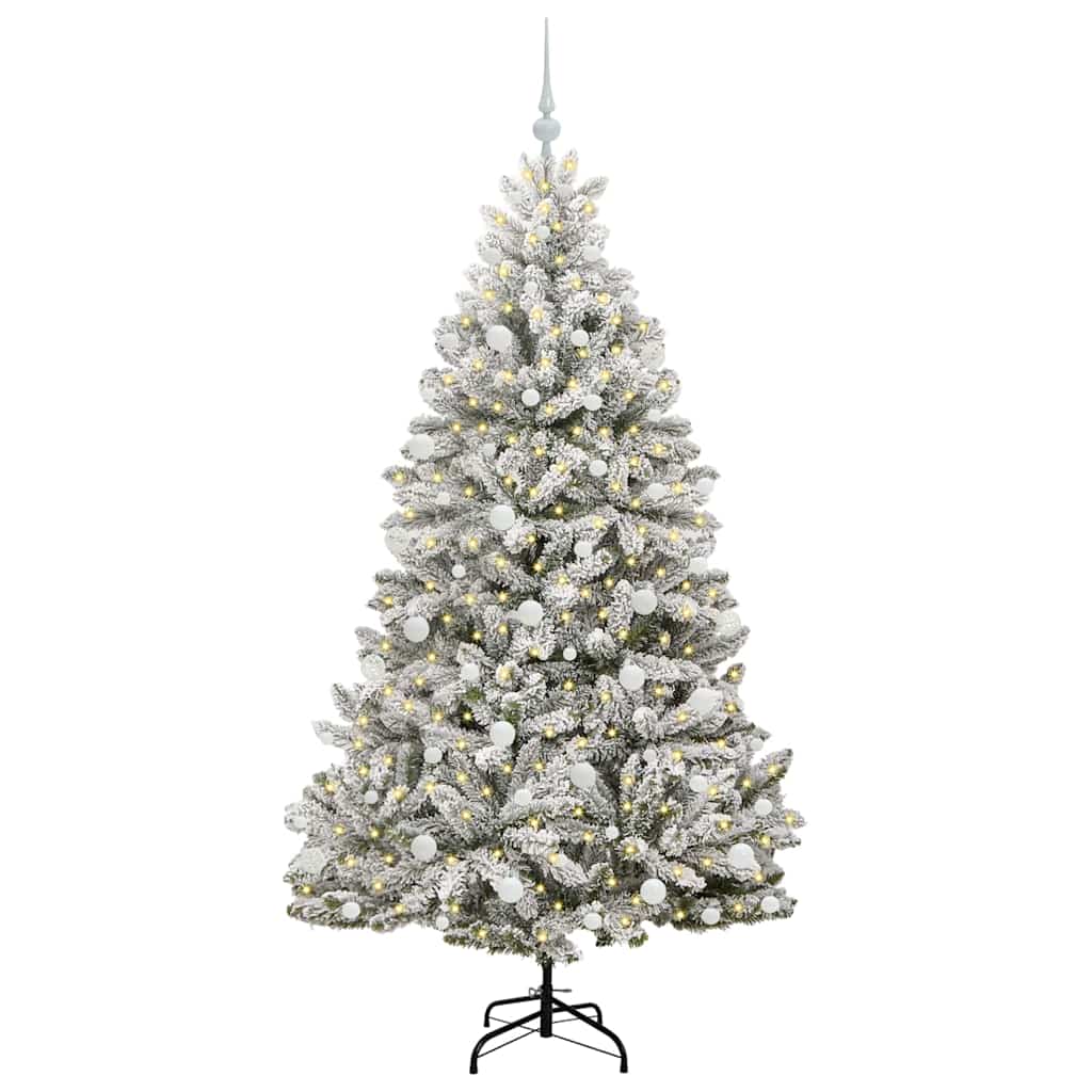 Kunstig juletre med 300 LED Grønn og hvit 180 cm PVC og metall