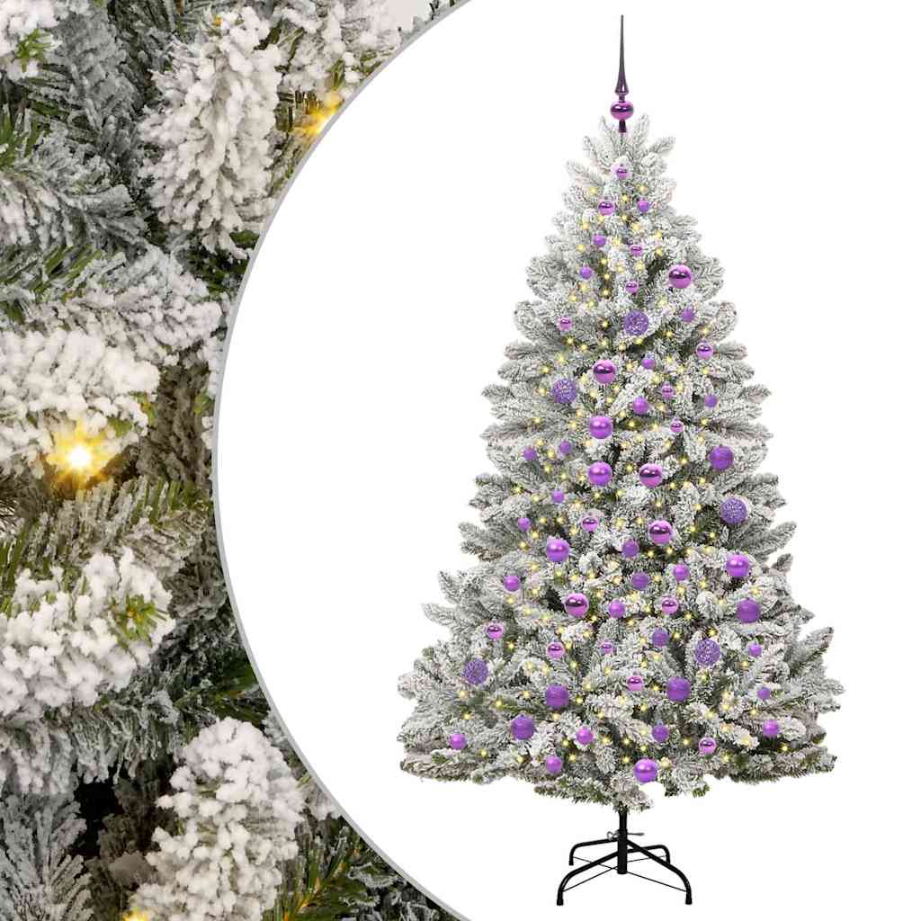 Kunstig juletre med 300 LED Grønn og hvit 180 cm PVC og metall
