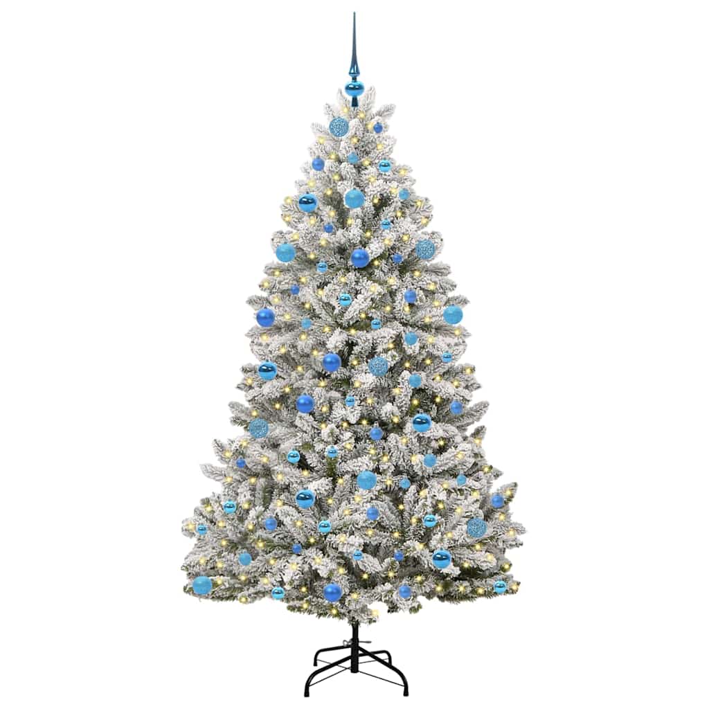 Kunstig juletre med 300 LED Grønn og hvit 180 cm PVC og metall