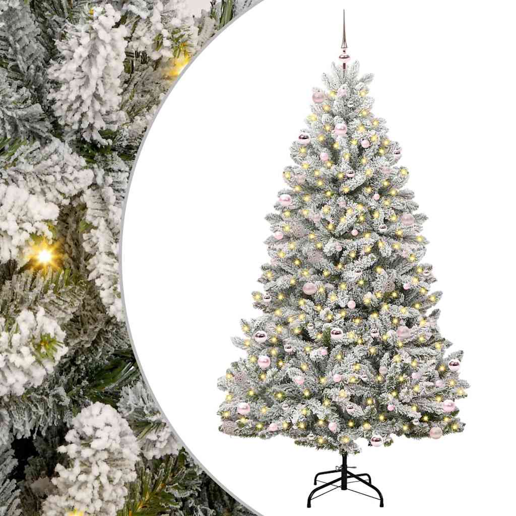 Kunstig juletre med 300 LED Grønn og hvit 240 cm PVC og metall