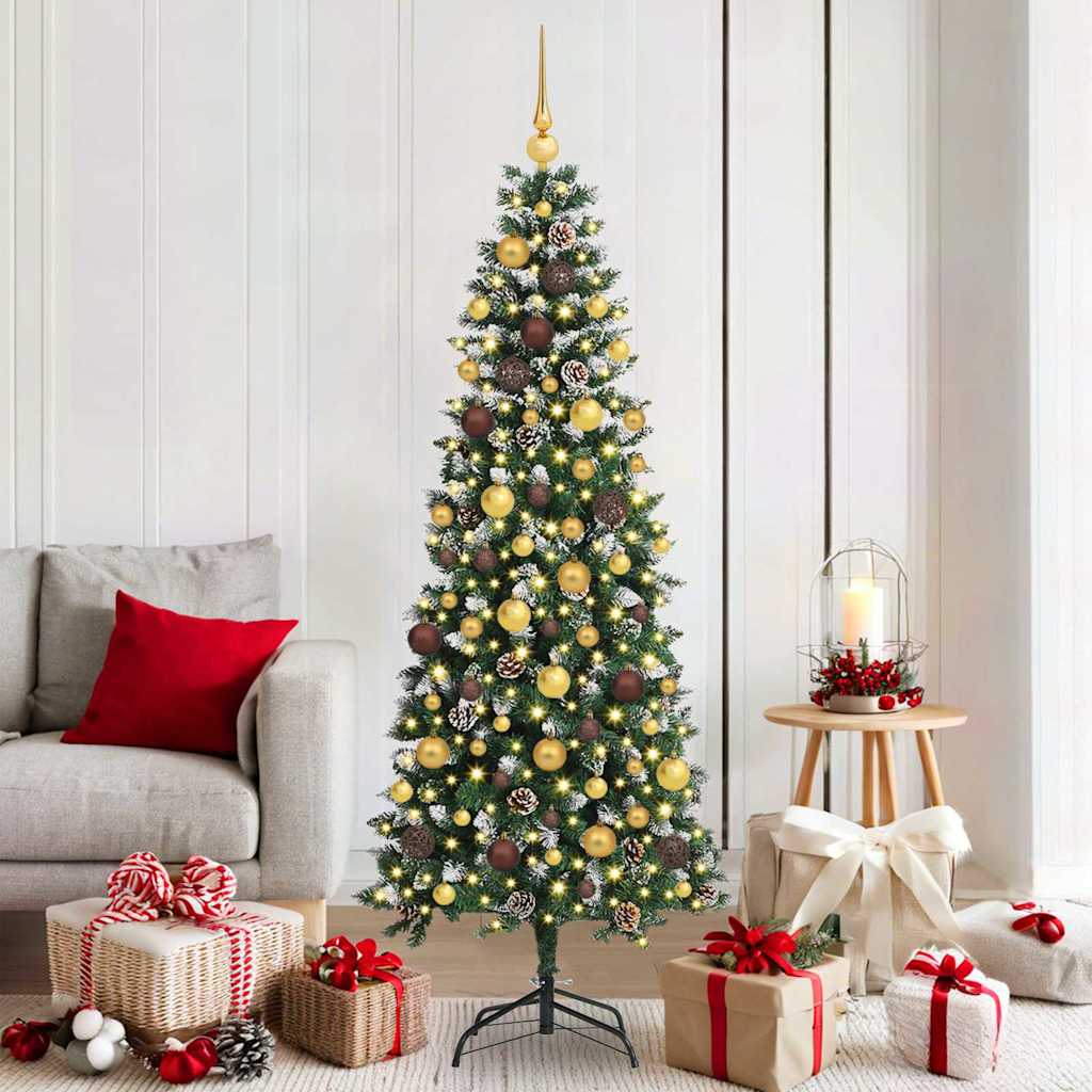 Kunstig juletre med 300 LED grønn 180 cm PVC og plast og stål