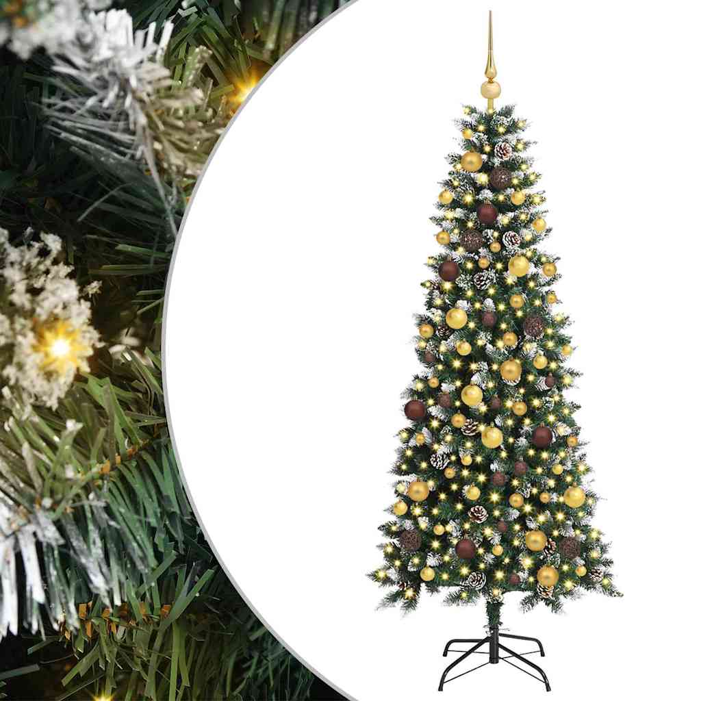 Kunstig juletre med 300 LED grønn 180 cm PVC og plast og stål