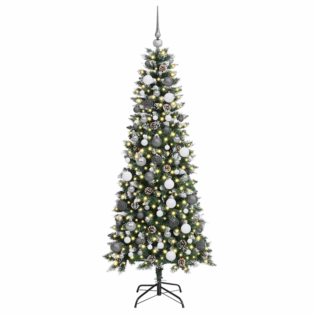 Kunstig juletre med 300 LED grønn 180 cm PVC og plast og stål