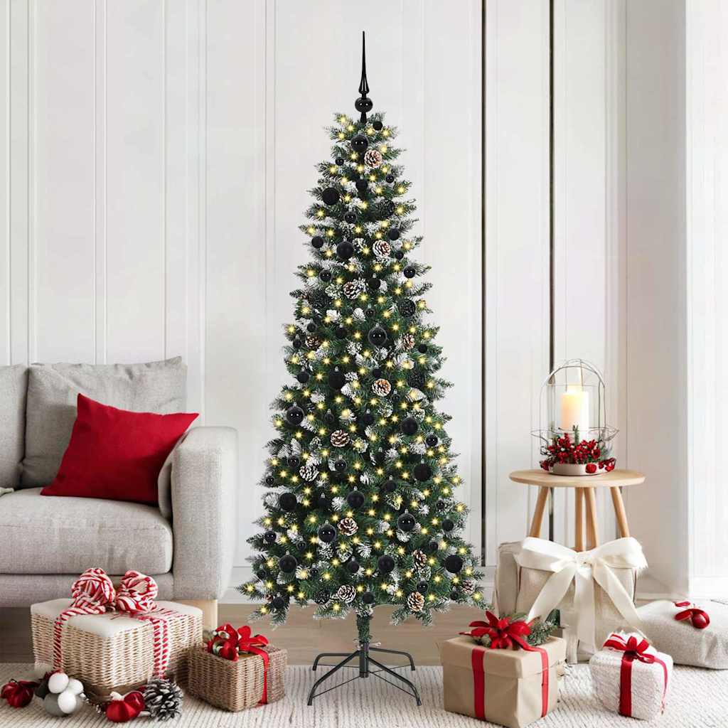 Kunstig juletre med 300 LED grønn 180 cm PVC og plast og stål
