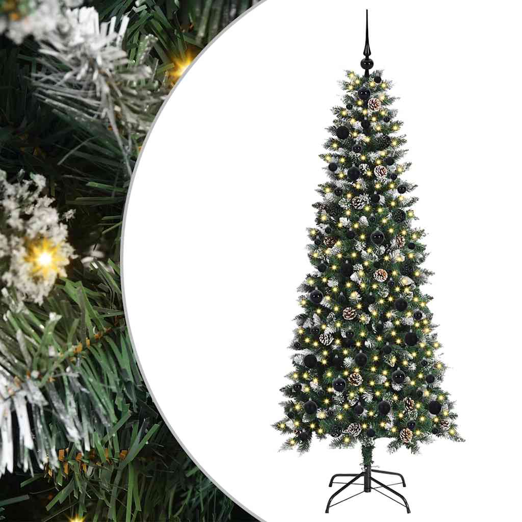 Kunstig juletre med 300 LED grønn 180 cm PVC og plast og stål