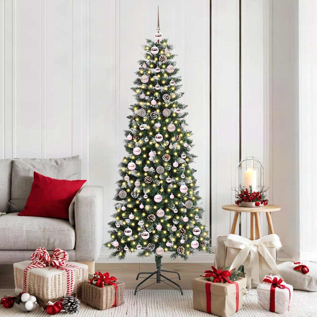 Kunstig juletre med 300 LED grønn 180 cm PVC og plast og stål