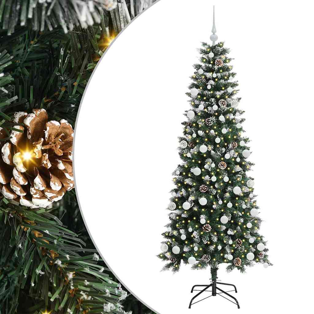 Kunstig juletre med 300 LED grønn 180 cm PVC og plast og stål