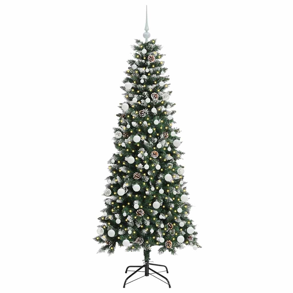 Kunstig juletre med 300 LED grønn 180 cm PVC og plast og stål